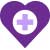 An icon of a heart with a medical symbol inside it.