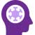 An icon of a head with a virus inside it.