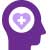 An icon of a head with a medical symbol inside a heart.