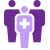 An icon showing three people. One has a medical sympol inside it.