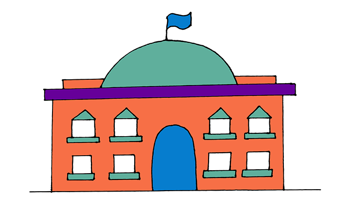Hand-drawn cartoon of a government