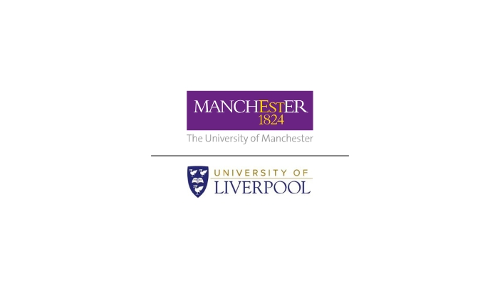 Logos for The University of Manchester and the University of Liverpool