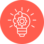 An icon of a light bulb merged with a brain