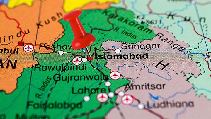 A close-up of a map showing the northern regions of Pakistan.